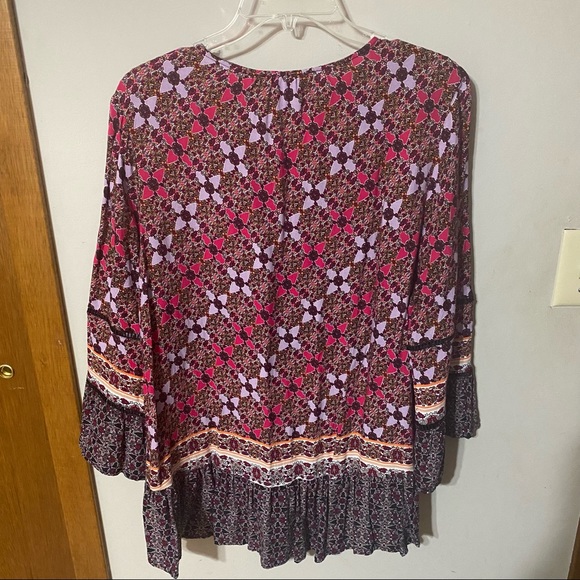 EST 1946 boho 3/4 bell sleeve high/low blouse - Picture 10 of 14
